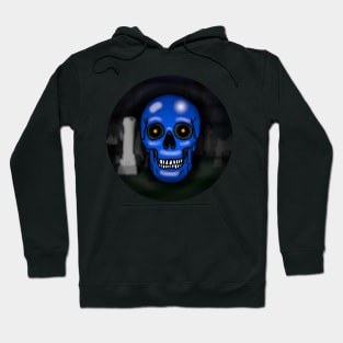 Skull, frostbite blue, with background Hoodie